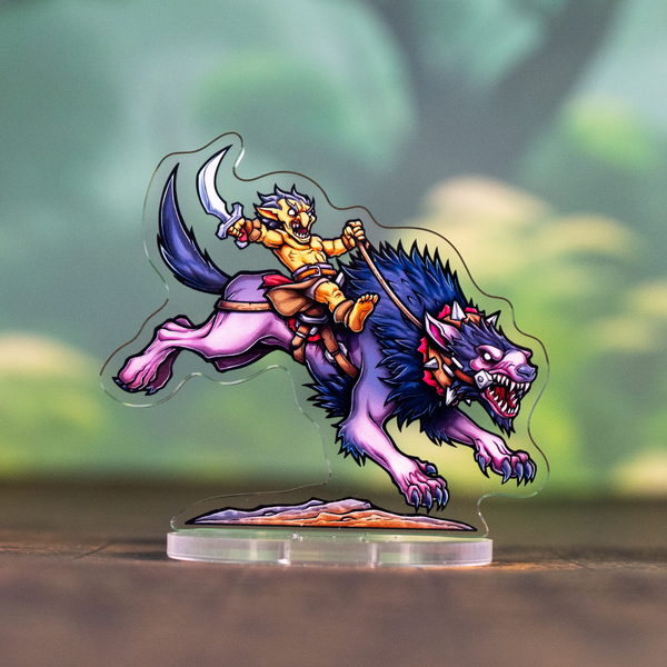 Worg Rider — pre-painted acrylic DnD miniature, front | Mythium
